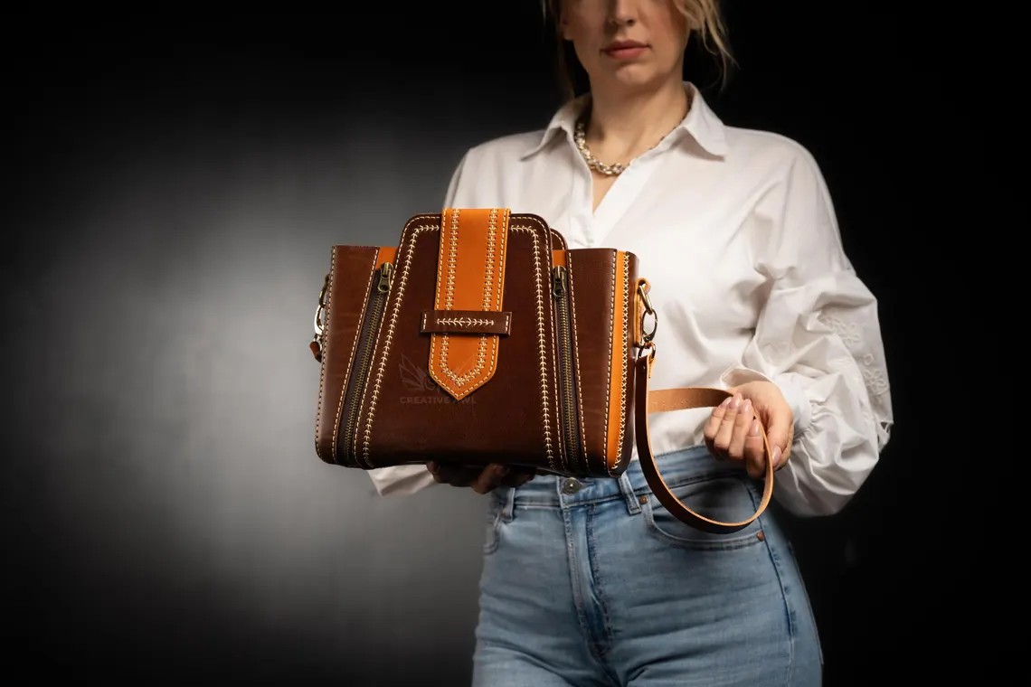 手工皮具图纸 斜挎女包ca235-皮圈圈手工皮具图纸