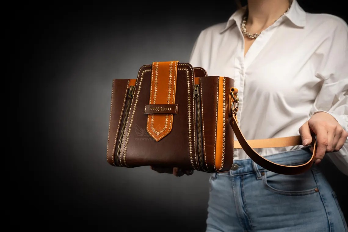 图片[3]-手工皮具图纸 斜挎女包ca235-皮圈圈手工皮具图纸